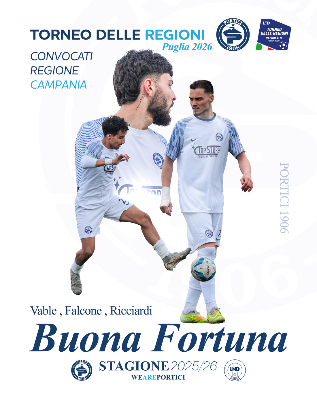 Portici: Vable, Ricciardi e Falcone convocati al Torneo delle Regioni - Puglia 2026