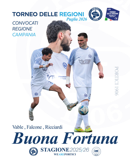 Portici: Vable, Ricciardi e Falcone convocati al Torneo delle Regioni - Puglia 2026